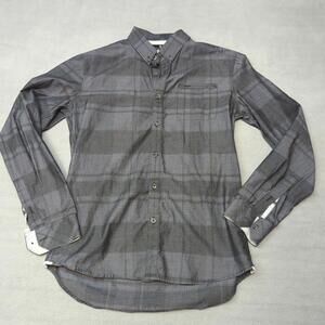 7 Diamonds Premium Gray Windowpane Long Sleeve Button Down - Small Casual